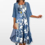 Women Layered Midi Dress Elegant Casual