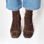 Women's Square Toe Block Heel Ankle Boots