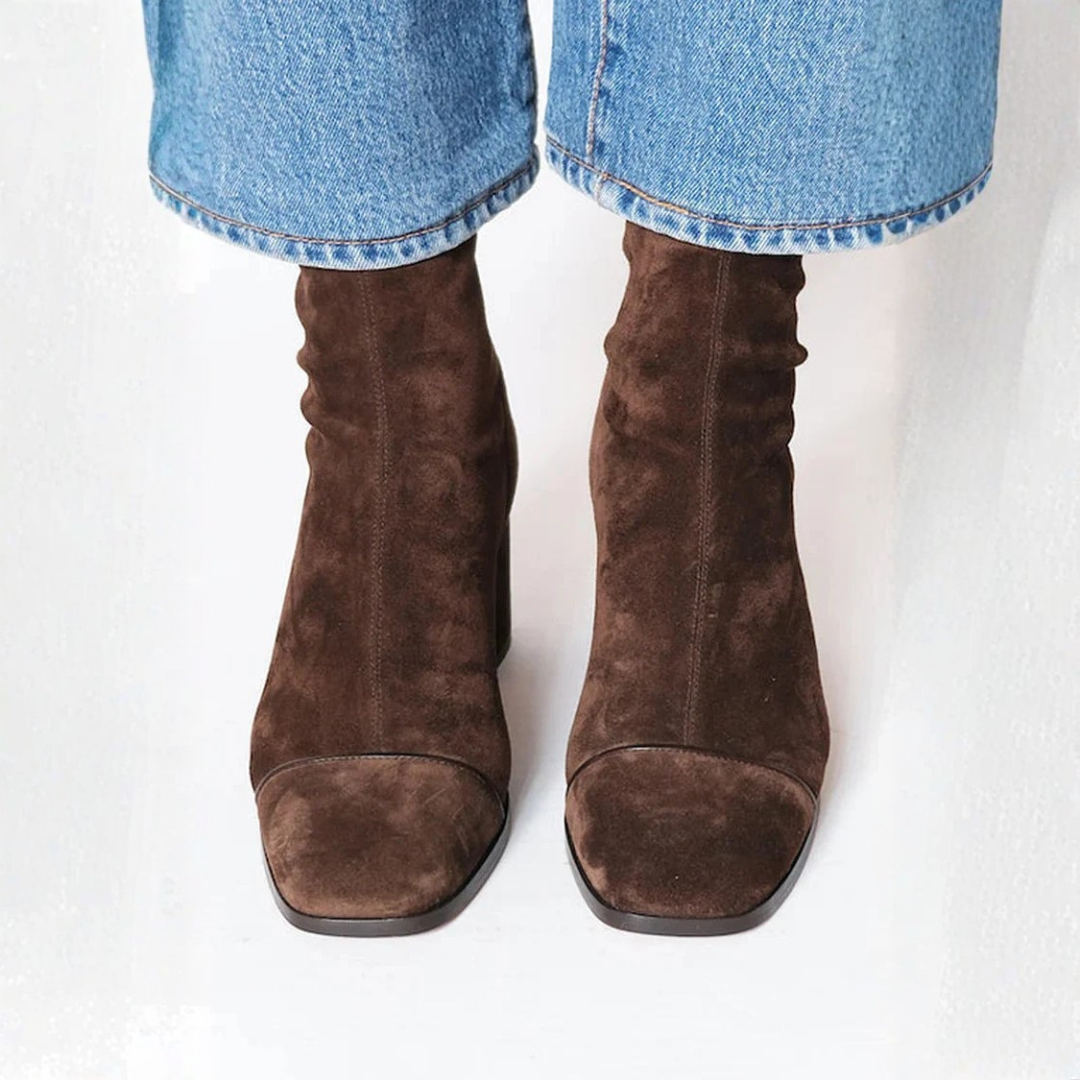 Women's Square Toe Block Heel Ankle Boots