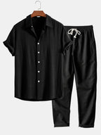 Men’s Casual Short Sleeve Shirt and Pants Set