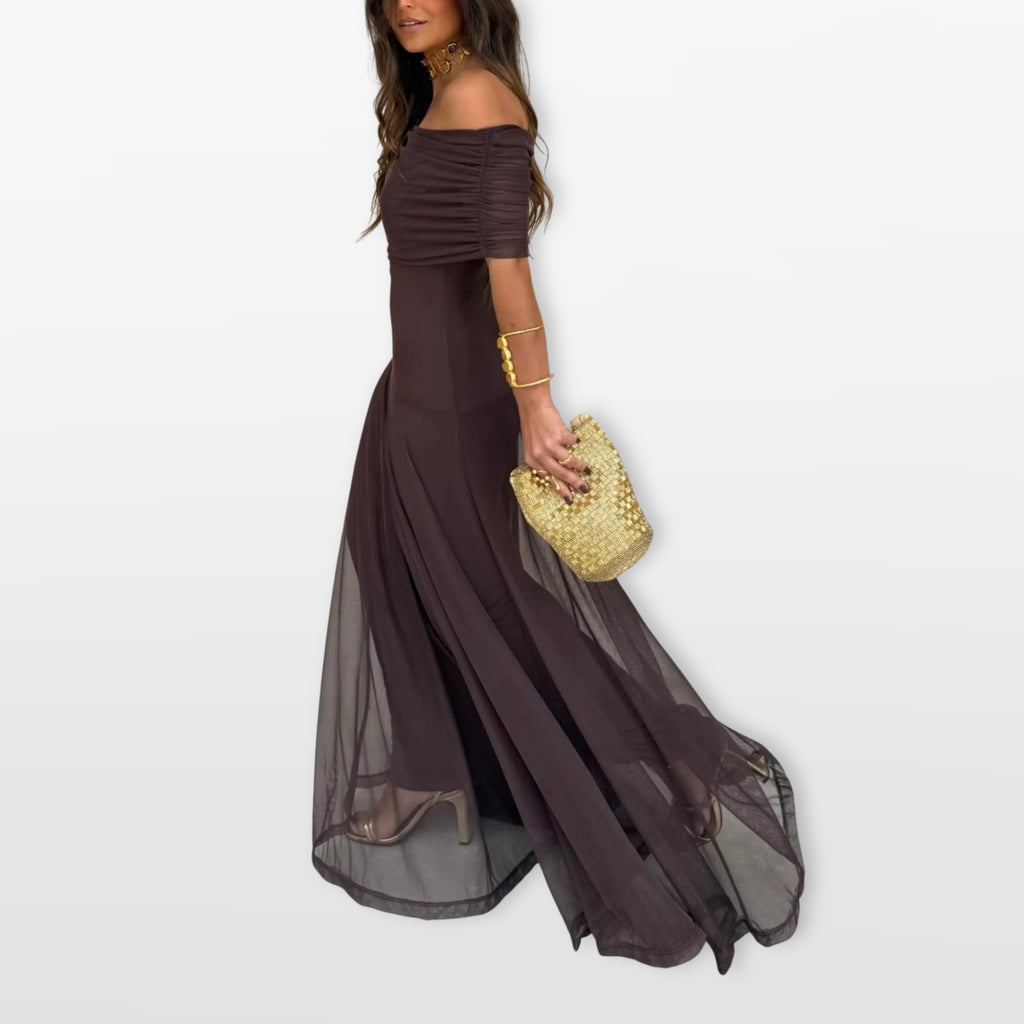 Women’s Off Shoulder Maxi Dress Mesh Elegant