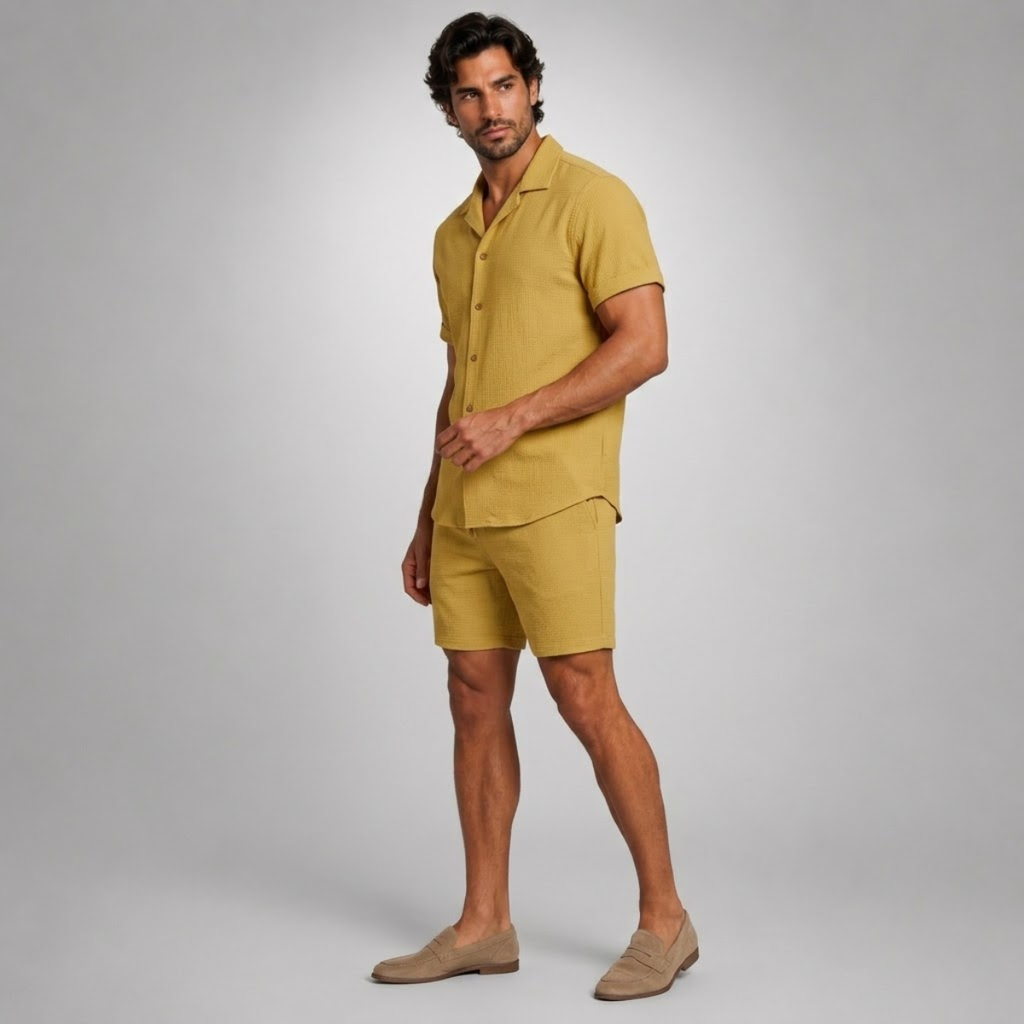 Men’s Short-Sleeve Shirt and Shorts Set