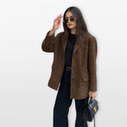 Women’s Suede Blazer Relaxed Tailored Jacket