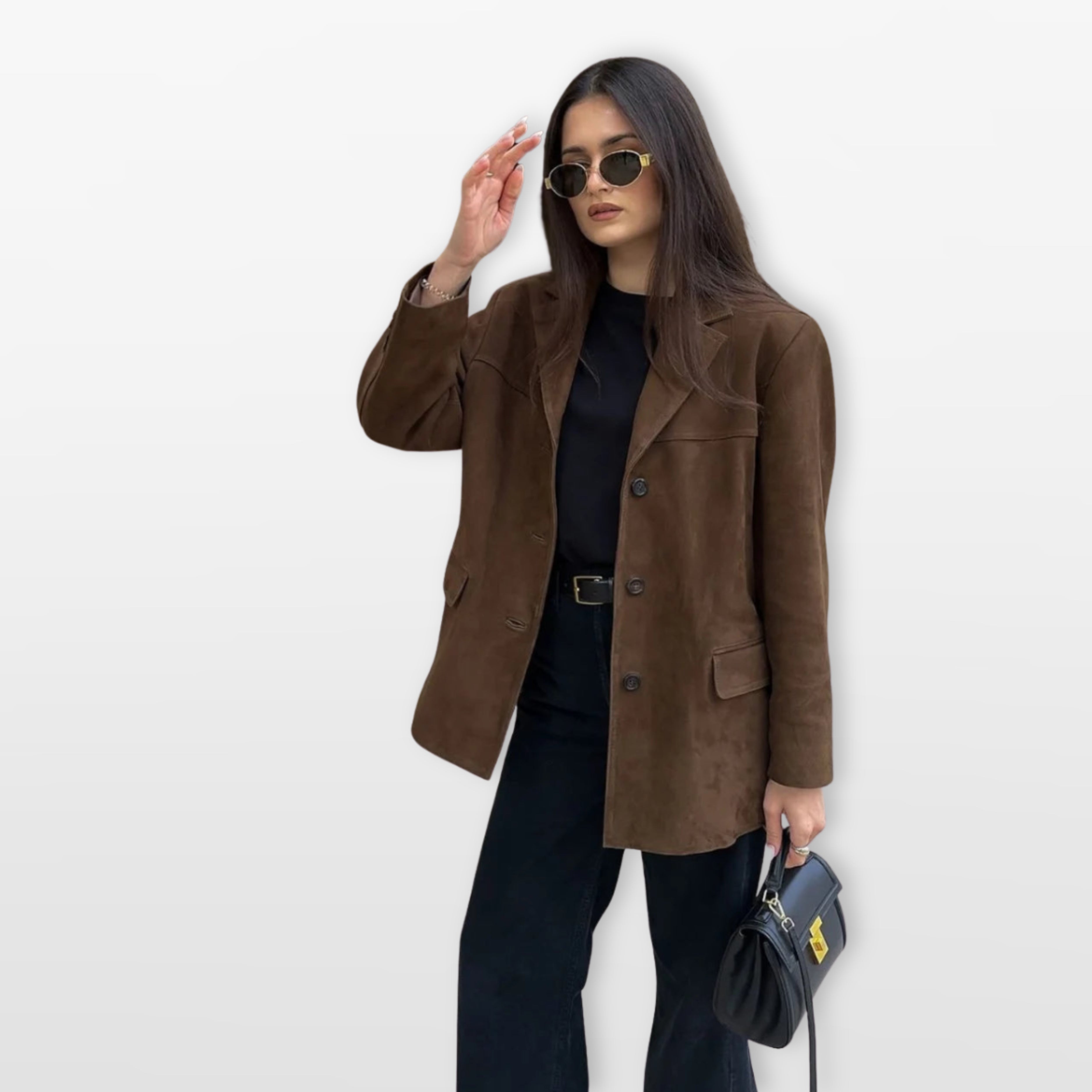 Women’s Suede Blazer Relaxed Tailored Jacket
