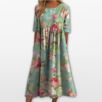 Women Floral Midi Dress Loose Fit