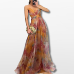 Women Pleated Maxi Dress Elegant Flow