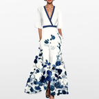 Women Wrap Floral Maxi Dress Elegant Fit