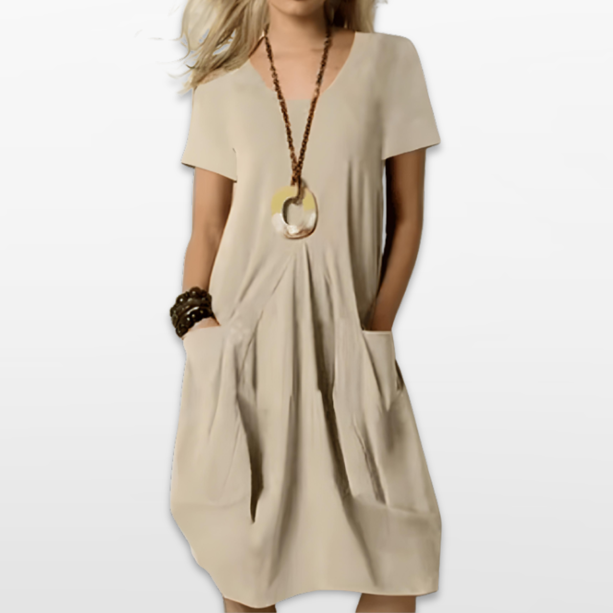 Women Pocket Tunic Midi Dress