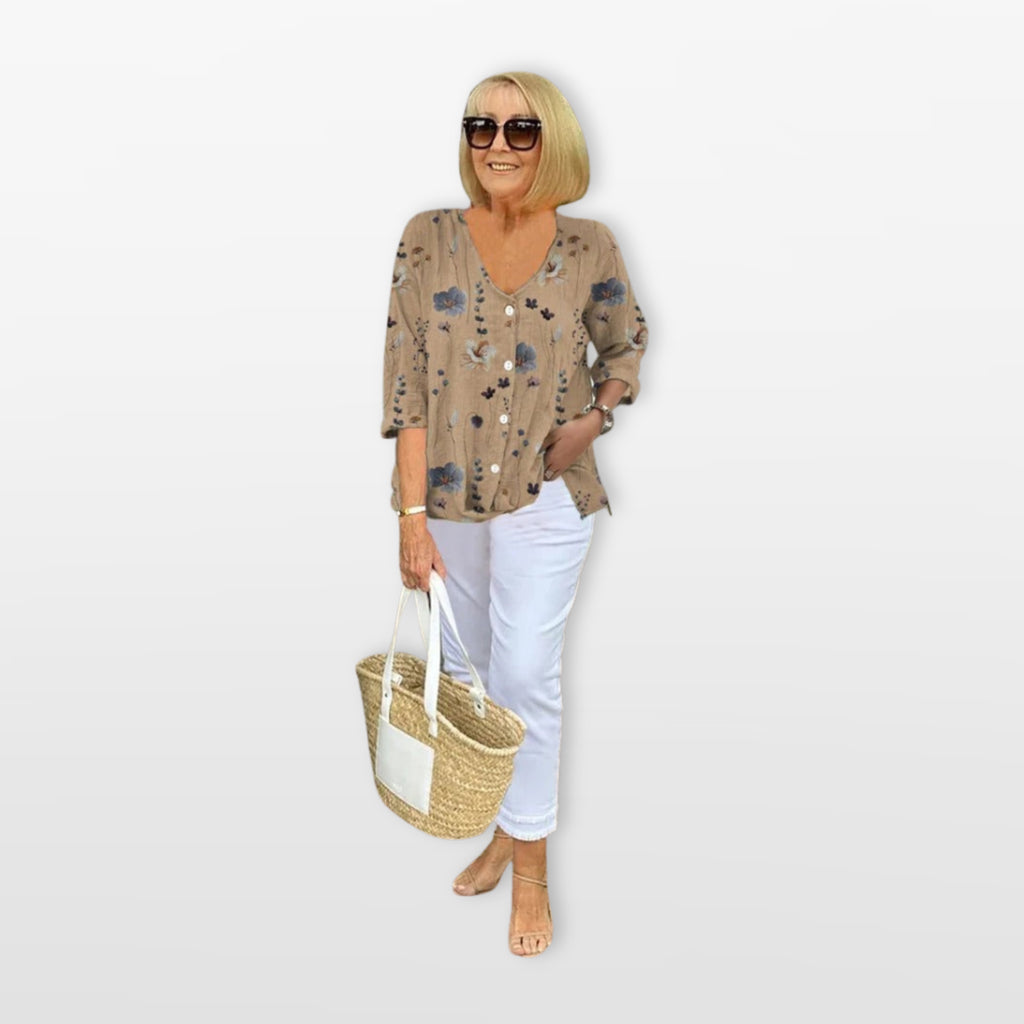 Women’s Floral Button Blouse Relaxed Fit