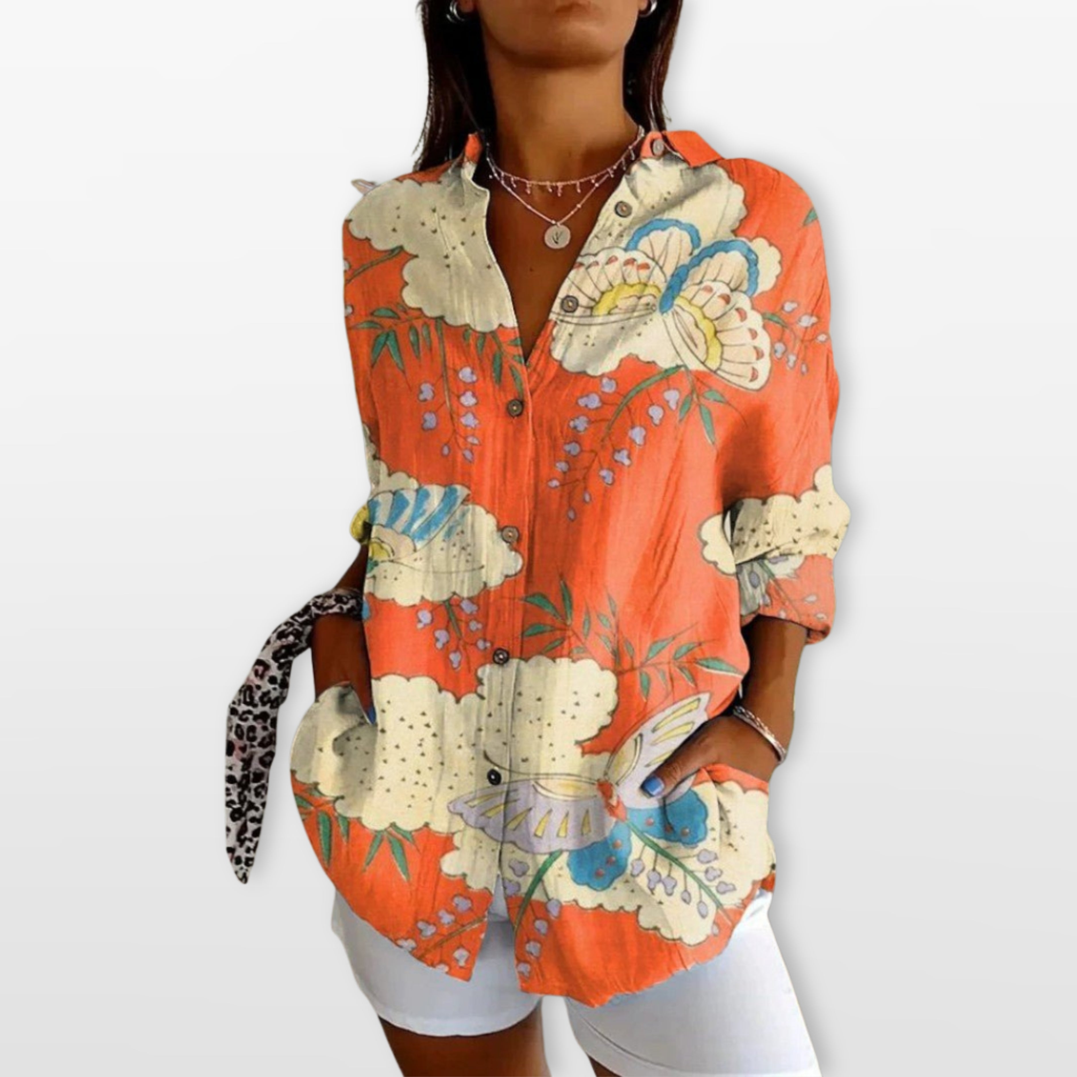 Women’s Printed Button Blouse Artistic Casual Shirt