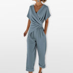 Women Wrap Top Two Piece Set