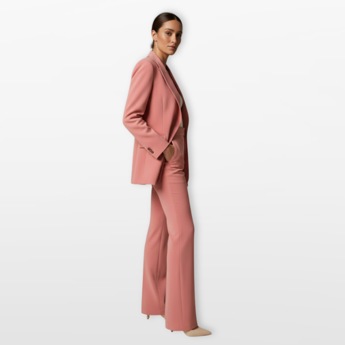 Women Tailored Blazer Pants Suit Elegant