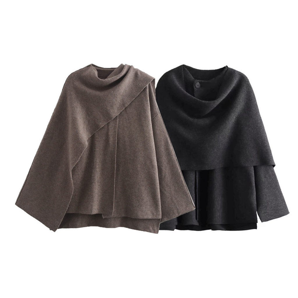 Women’s Asymmetrical Draped-Neck Knit Sweater