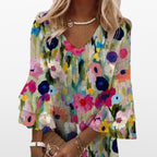 Women Floral Mini Dress V Neck