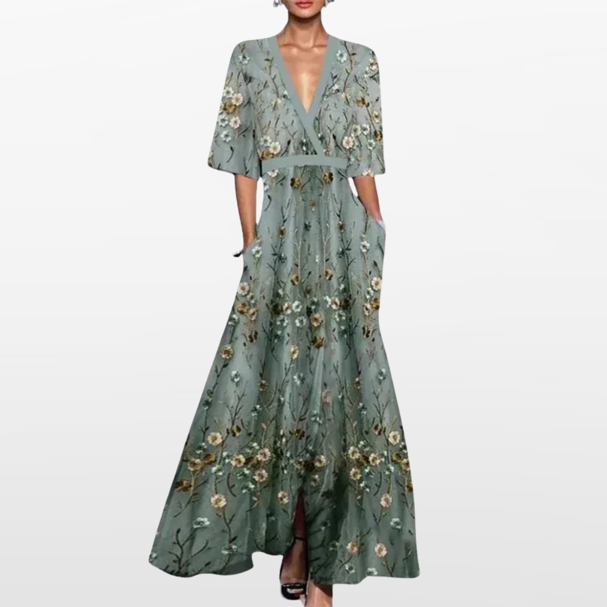Women Floral Wrap Maxi Dress