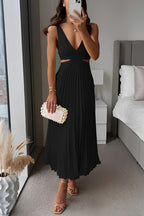 Women's Cutout Pleated Midi Dress