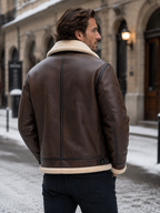 Men's Contrast-Collar Zip-Up Winter Jacket