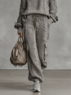 Women's Cable Knit Turtleneck Sweater and Pants Set