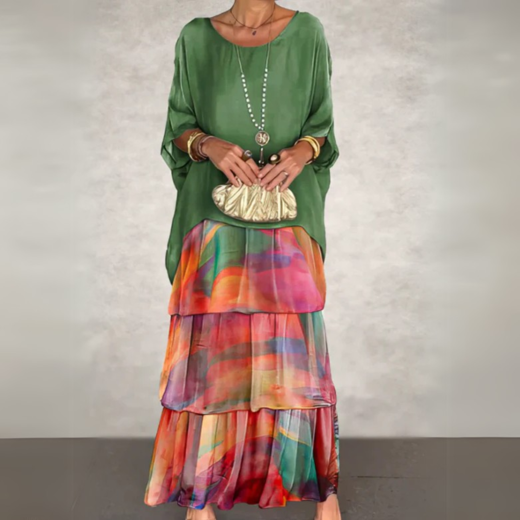 Women’s Layered Artistic Maxi Dress