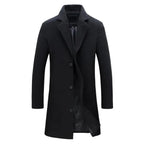 Men's Long Overcoat With Notch Lapels