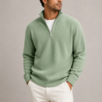 Men's Ribbed Knit Quarter Zip Sweater