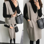 Women's Sleeveless V-Neck Longline Sweater