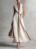 Women's Contrast Trim Maxi Dress
