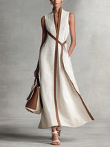 Women's Contrast Trim Maxi Dress