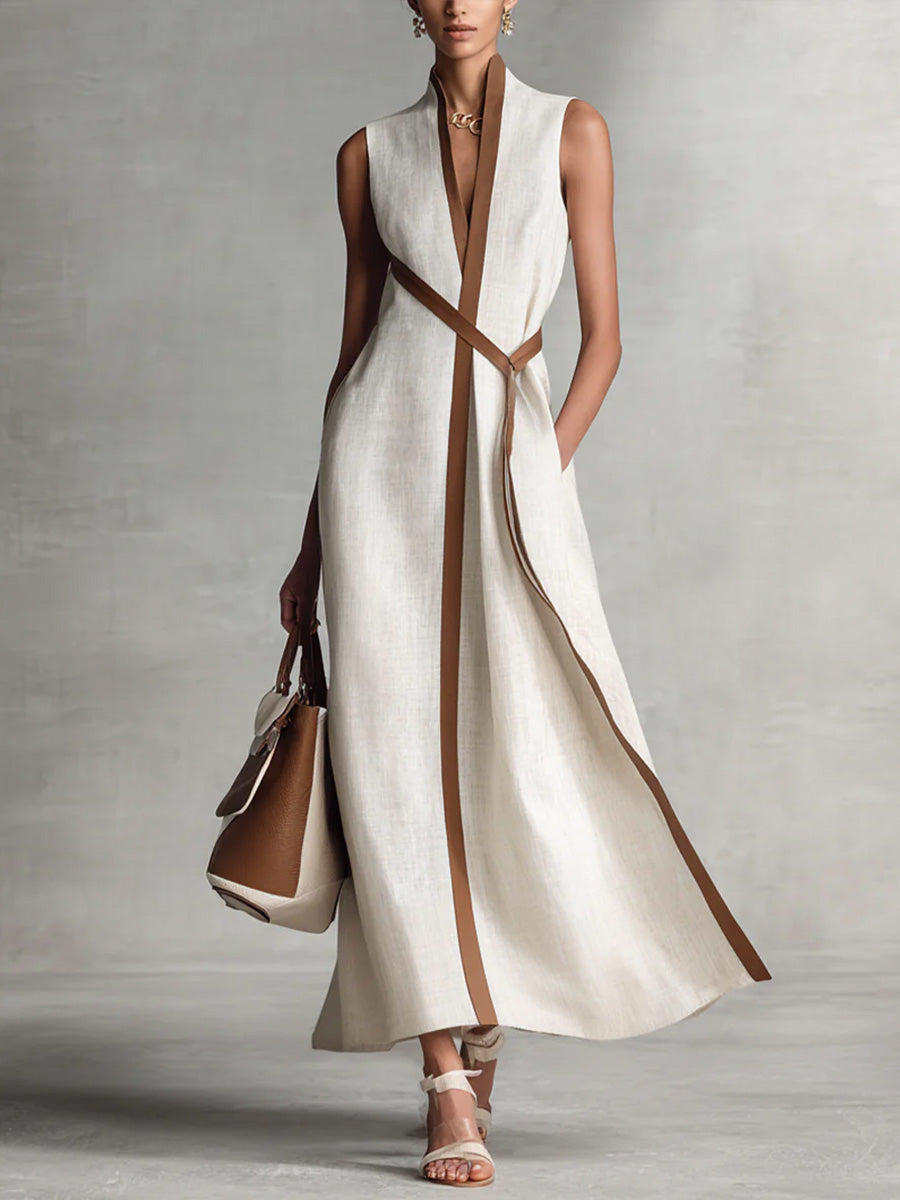 Women's Contrast Trim Maxi Dress