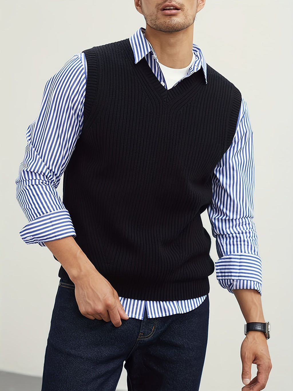 Men’s Black V-Neck Sweater Vest