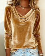 Women’s Draped Cowl Neck Long Sleeve Sweater
