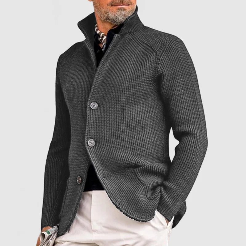 Men’s Stand-Collar Button-Front Cardigan