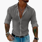 Men’s Ribbed Slim Fit Button Shirt