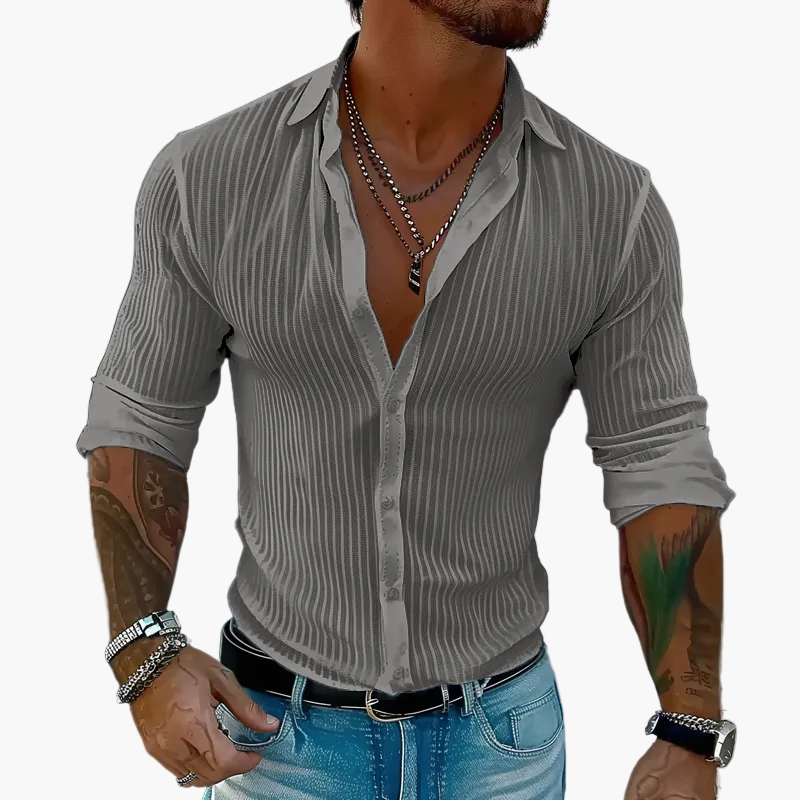 Men’s Ribbed Slim Fit Button Shirt