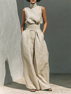 Women's Linen Wide Leg Jumpsuit