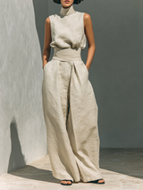 Women's Linen Wide Leg Jumpsuit