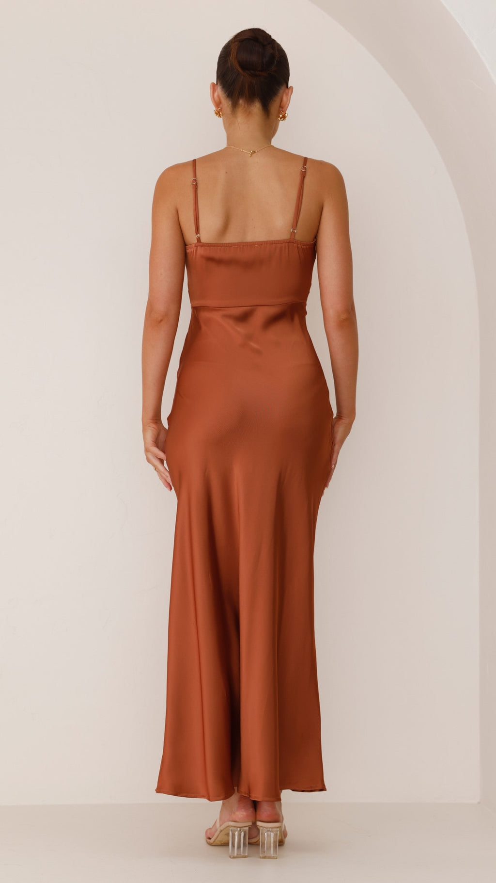 Women's Satin Look Side Slit Dress