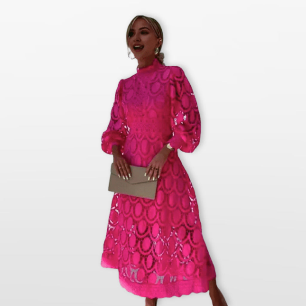 Women’s Lace Midi Dress Elegant Sleeve
