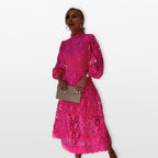 Women’s Lace Midi Dress Elegant Sleeve