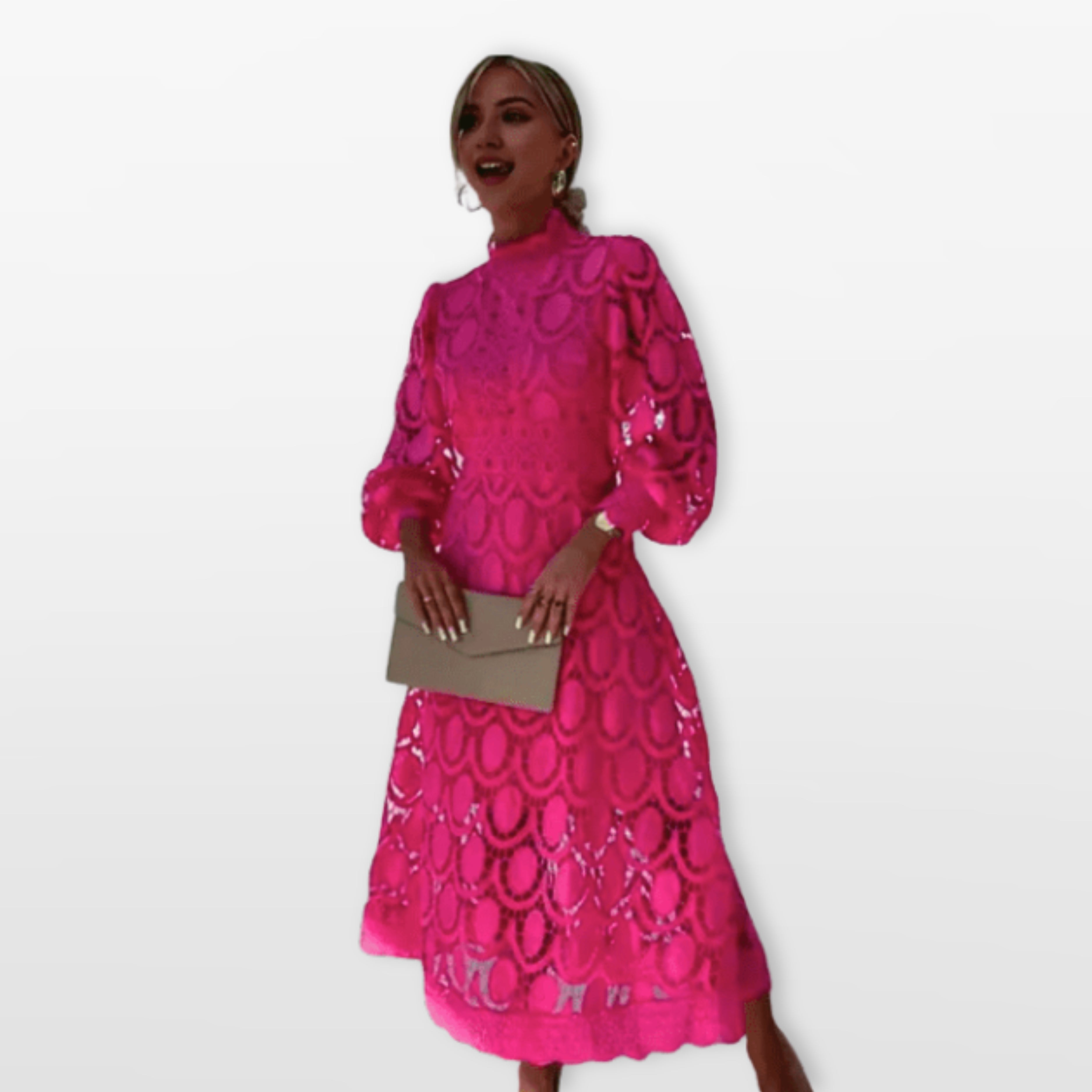 Women’s Lace Midi Dress Elegant Sleeve