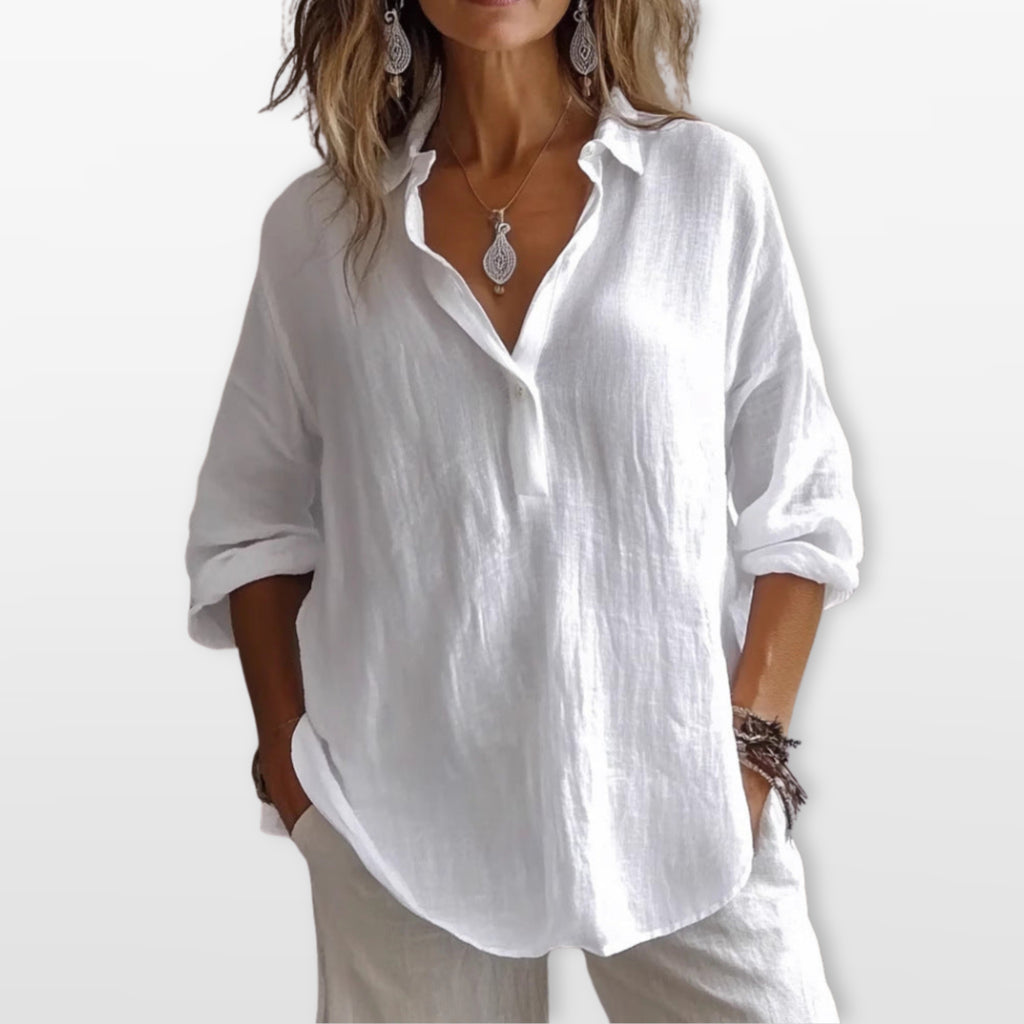 Women’s Loose Fit Blouse Casual Button Shirt