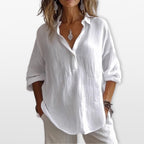 Women’s Loose Fit Blouse Casual Button Shirt