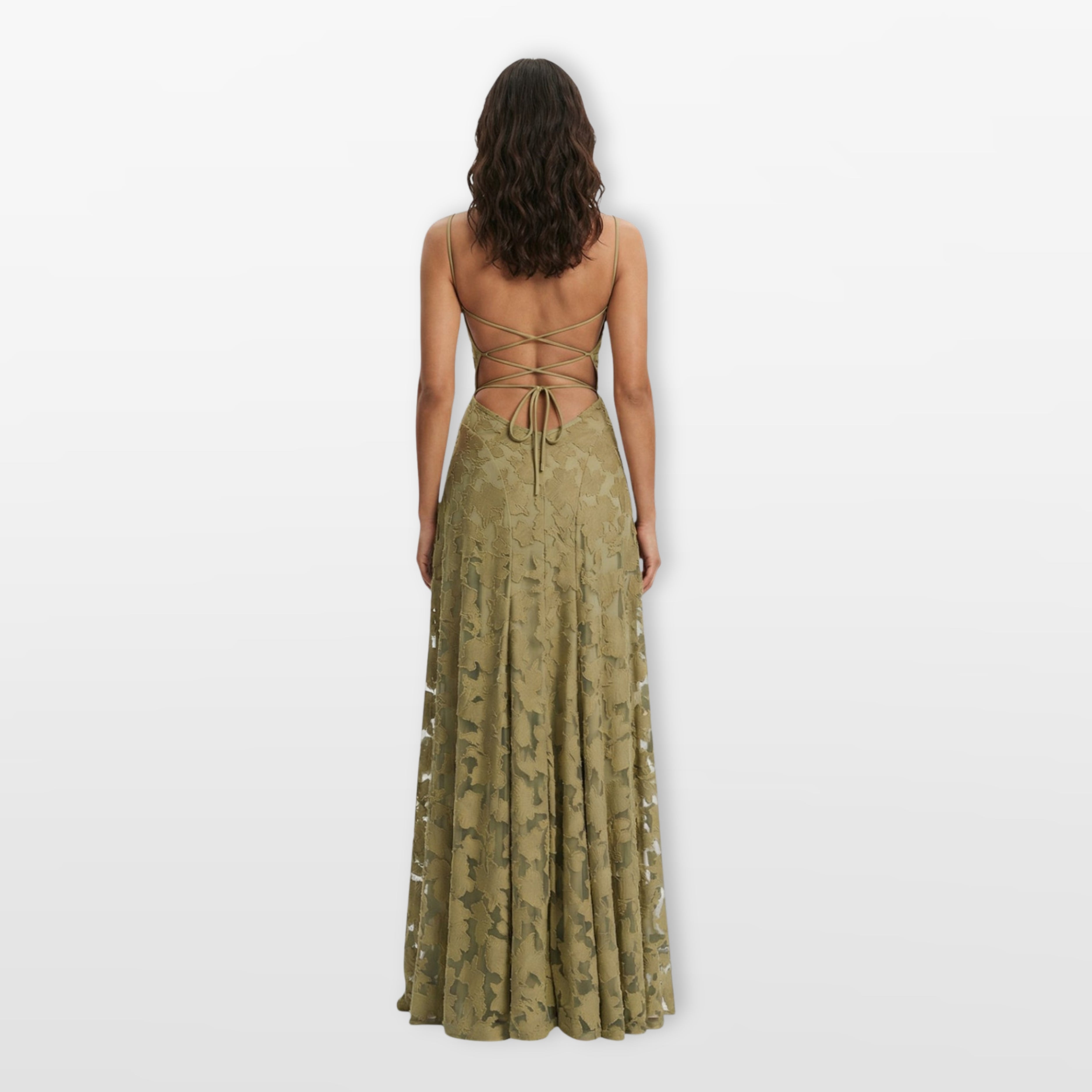 Women’s Lace Back Evening Dress A Line Maxi