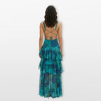 Women’s Floral Maxi Dress Backless Tiered Flowing