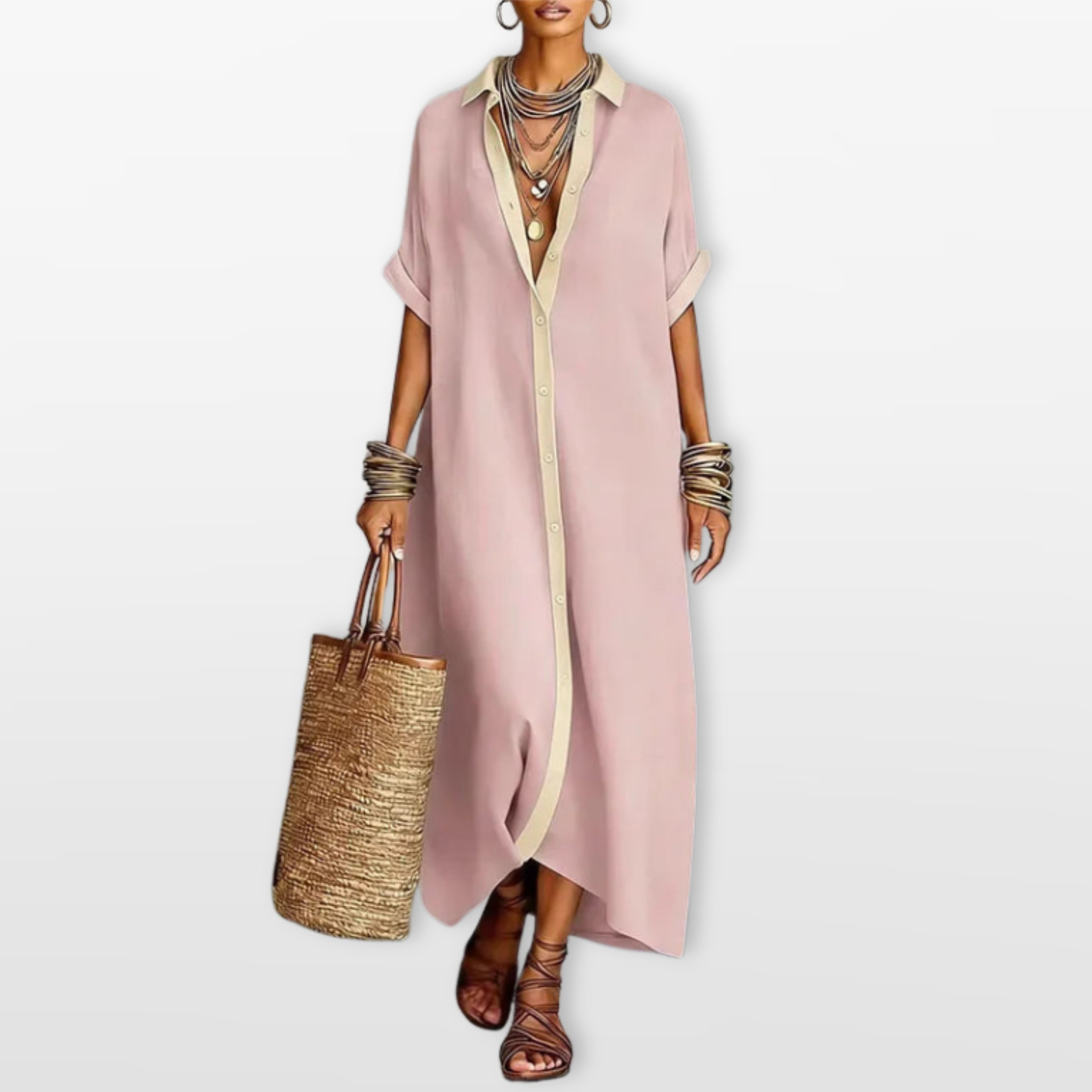 Women’s Maxi Shirt Dress Oversized Button