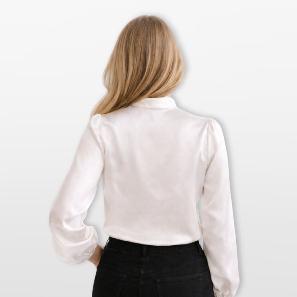 Women’s Long Sleeve Bow Tie Blouse Elegant Office