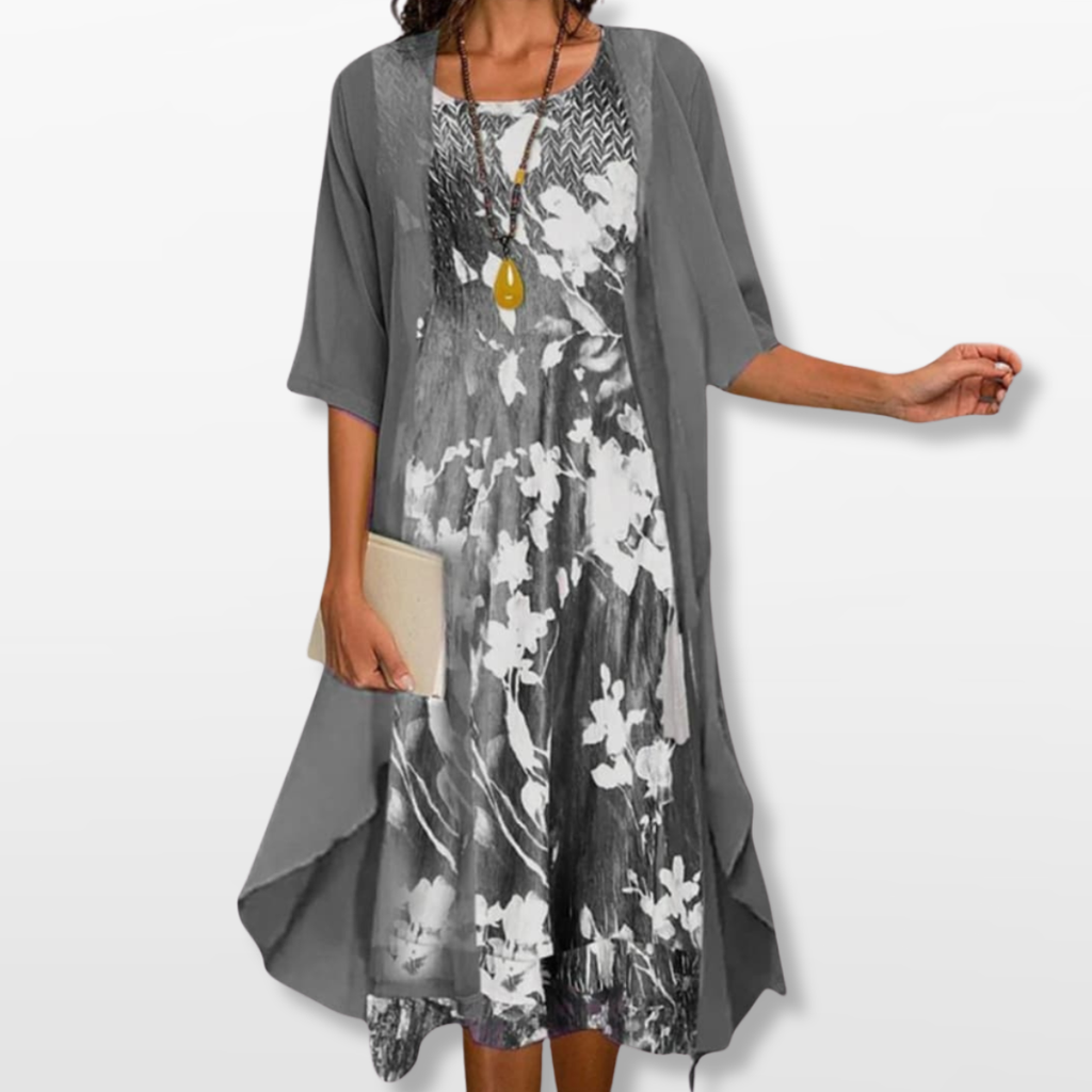 Women Layered Midi Dress Elegant Casual