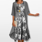 Women Layered Midi Dress Elegant Casual