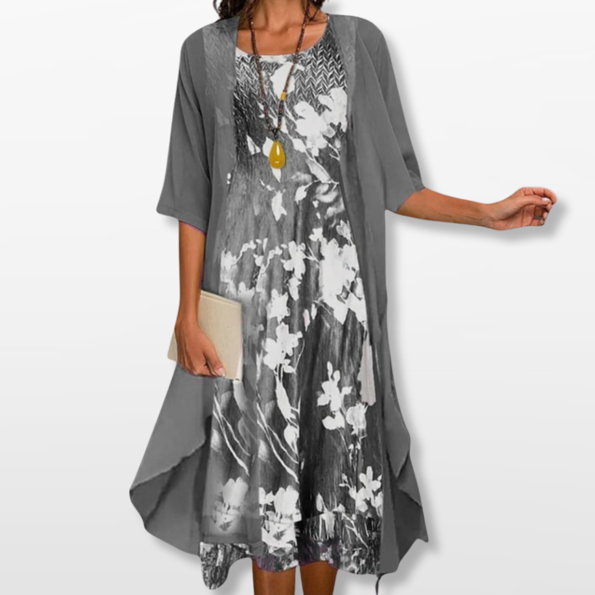 Women Layered Midi Dress Elegant Casual