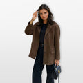 Women’s Suede Blazer Relaxed Tailored Jacket